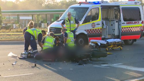 The motorcyclist died at the scene. (9NEWS)