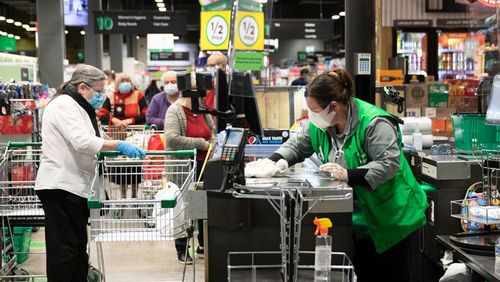 A worker at a supermarket.