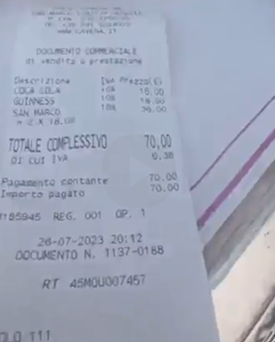 Price of food in italy