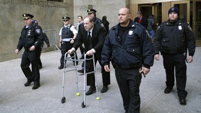 Weinstein has been using a walking frame as he enters and leaves court. 