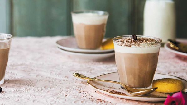 Caffe latte  mousse cups. Image: Sweet! Celebrations by Elise Strachan (Murdoch Books)