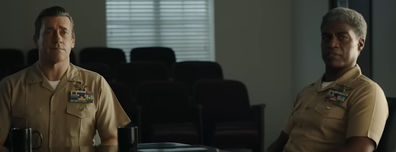 Jon Hamm and Charles Parnell, stars from Top Gun: Maverick, appeared in the Oscars host announcement trailer with Jimmy Kimmel.