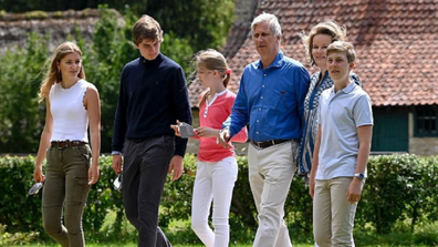 Belgian royal family leaving their home for bike ride