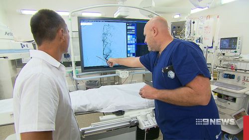 Jason Thomsen (left) is one of an increasing number of stroke victims saved by the use of stents. (9NEWS)