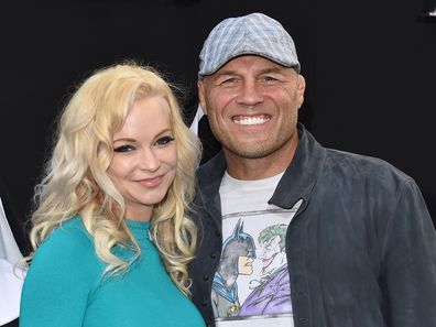 Randy Couture and Mindy Robinson attend the premiere of Warner Bros. Pictures' 'The Nun' on September 4, 2018 in Hollywood, California.