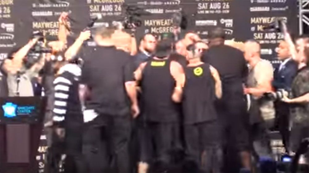 Bodyguards for Mayweather,McGregor nearly come to blows at New York press conference
