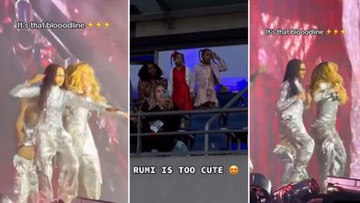 Little sister Rumi was there to cheer her big sister Blue Ivy and mum Beyonce on