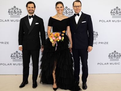 STOCKHOLM, SWEDEN - MAY 27: Prince Carl Philip of Sweden, Crown Princess Victoria of Sweden, and Prince Daniel of Sweden attend the Polar Music Prize 2025 at Grand Hôtel on May 27, 2025 in Stockholm, Sweden. (Photo by Michael Campanella/Getty Images)