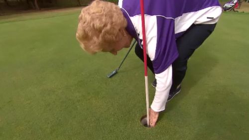 The 90 year old scored her first hole in one yesterday. (9NEWS)