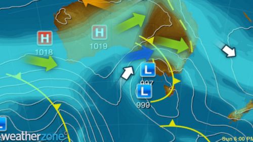 An intense low pressure system has caused the severe conditions across South Australia. (WeatherZone)