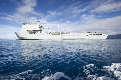 The HMAS Choules will assist in the Victorian bushfire crisis.