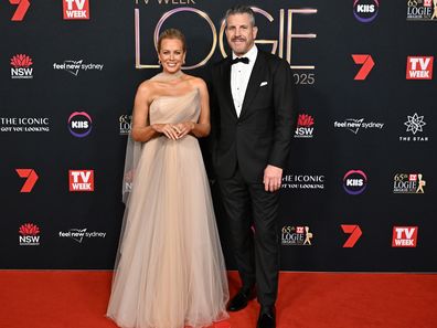 SYDNEY, AUSTRALIA - AUGUST 03: Samantha Armytage and Barry Myrden attend the 65th TV WEEK Logie Awards at The Star on August 03, 2025 in Sydney, Australia. (Photo by James Gourley/Getty Images for TV WEEK Logie Awards)
