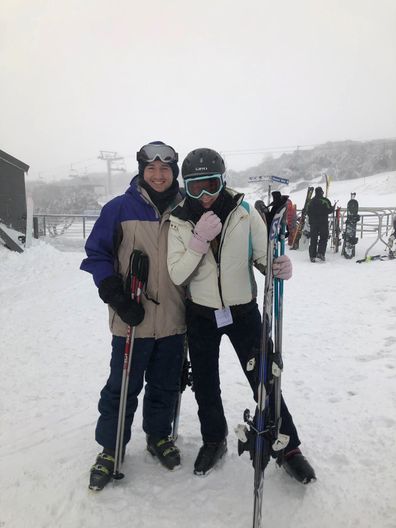 Allira and Jacob skiing
