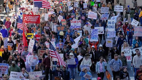 Migliaia di persone sono scese in piazza a Nashville per la protesta No Kings.