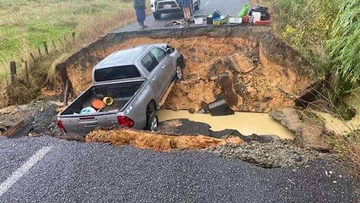 While driving at 70kph down a hill in Waikato, a driver and his ute took a dramatic crash landing straight into a ditch.