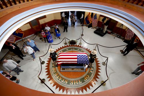 The casket lies in state in Arizona - following the commemorations of Senator Marilyn Jarrett and athlete Jesse Owens.