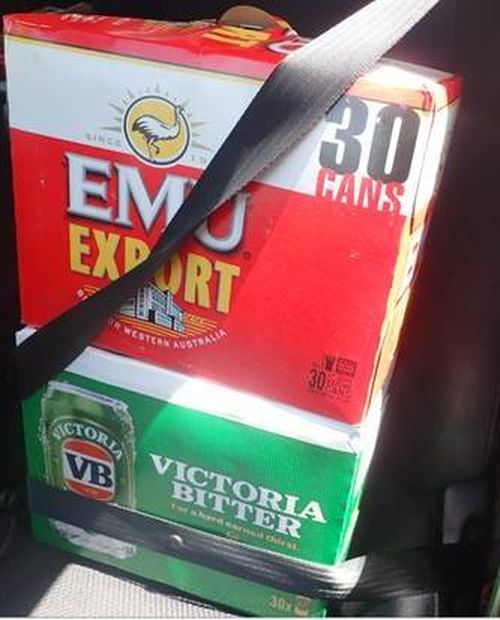 WA driver charged for allegedly buckling up beer cartons, but not children