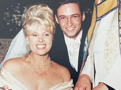 Hugh Jackman and Deborra-Lee Furness on their wedding day in 1996.