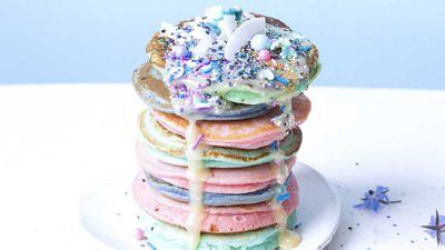 Recipe: <a href="http://kitchen.nine.com.au/2018/03/02/11/47/rainbow-pancakes-recipe" target="_top" draggable="false">Rainbow pancake</a>