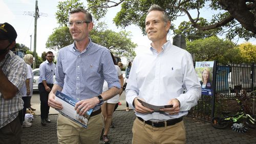 Willoughby By Election. Cammeray Public School is visited by NSW Premier Perrottet and local candidate Tim James. February 12, 2022.  