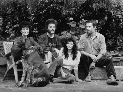 English singer-songwriter and musician Kate Bush with her mother, Hannah Daly, and her brothers Paddy and John in September 1978. 