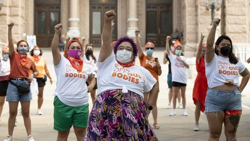 Protest against the six-week abortion ban at the Capitol in Austin, Texas. 