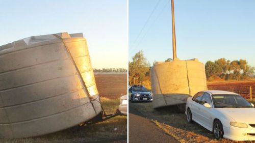 Driver towing huge rainwater tank tests positive for meth