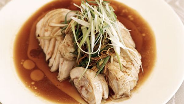 White-cooked chicken with soy and ginger dressing