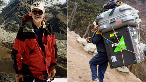 Retired US engineer Garry Porter, left, and  a Nepalese porter.