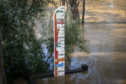 The water level indicator in the Goulburn River in Victoria on 14 October 2022