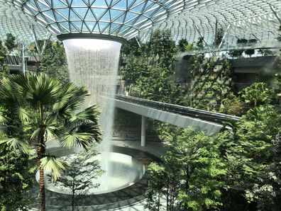 Jewel Changi's Rain Vortext 40 metre tall water feature