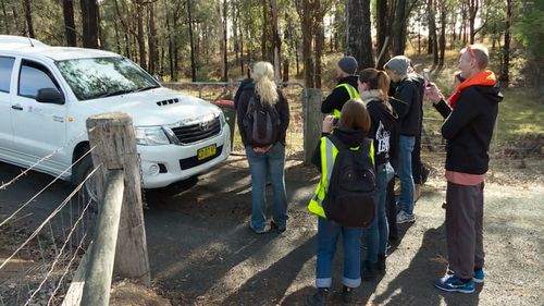 The group were protesting alleged animal cruelty at the property when the raid occurred, say police. Picture: 9NEWS