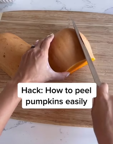 pumpkin peeling hack using oven Mama Mila