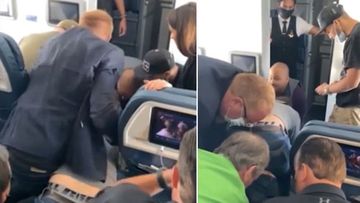 A man has been detained by passengers and crew after allegedly trying to storm the cockpit.
