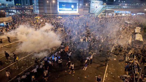 Tens of thousands clashed with police in central Hong Kong. (Getty Images)