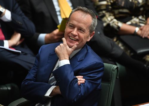 Opposition leader Bill Shorten in question time today. (AAP)
