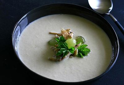 Almond gazpacho with crab