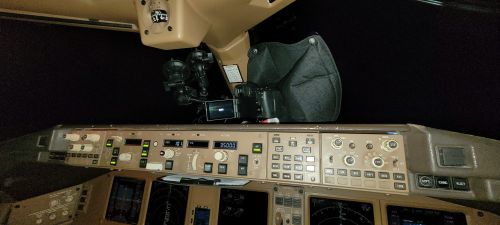 Inside the cockpit of Mr Rohner's Swiss Air flight, between Zurich and Bangkok.