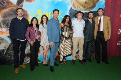 Chris O'Dowd, Julia Louis-Dreyfus, Molly Gordon, Hugh Jackman, Regina Hall, Rhys Darby, Brett Goldstein and Nicholas Braun at "The Sheep Detectives" New York Premiere held at Jazz at Lincoln Center on April 19, 2026 in New York, New York. 