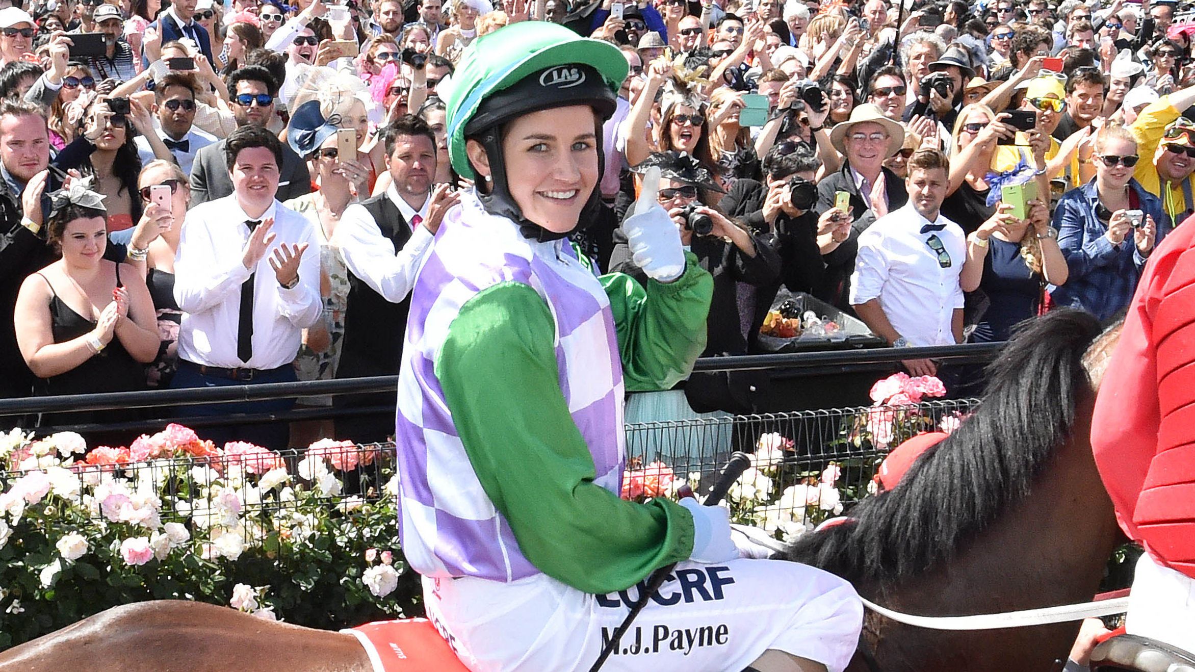 Michelle Payne on Prince of Penzance wins the 2015 Melbourne Cup.