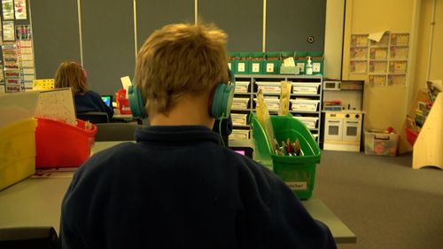 Students in NSW Northern Rivers school after flood devastation.