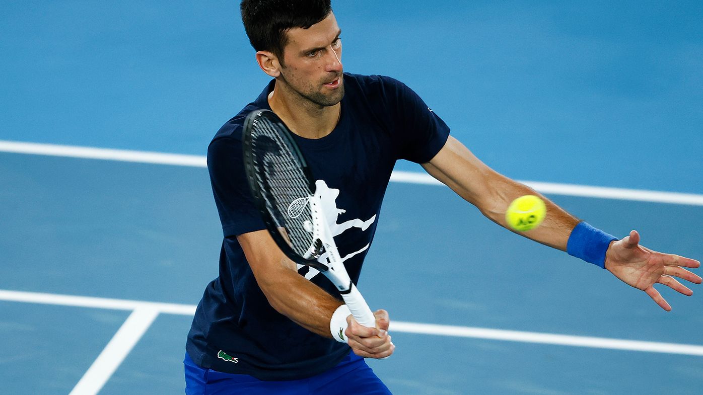 Novak Djokovic practicing in Melbourne on Friday morning.