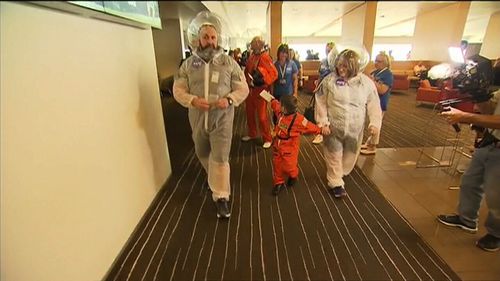The little stargazer wore a custom spacesuit throughout his adventure. (9NEWS)