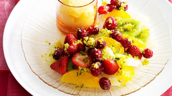 Fruit salad with citrus sugar