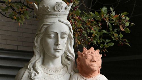 Canadian artist’s bizarre restoration of baby Jesus statue turns heads