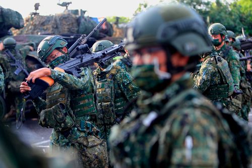 Taiwanese soldiers are seen holding grenade launchers and machine guns and driving tanks, during an operation as part of the 37th edition of the HanKuang military exercise, in Tainan, Taiwan, 14 September 2021. Training including risks assessment and monitoring of enemies have been conducted in the face of the intensifying #threats from China, with the US offering arms sale to the self-ruled island, whilst the island has been building better relations with Japan and other European countries such