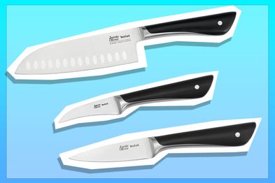 Tefal Jamie Oliveer stainless steel knives, Pairing Knife, Curved Paring Knife, Santoku Knife
