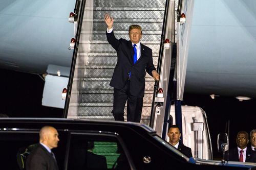 US President Donald Trump arrives in Singapore. 