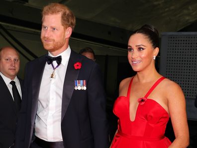 NEW YORK, NEW YORK - NOVEMBER 10: Prince Harry, Duke of Sussex, and Meghan, Duchess of Sussex attend as Intrepid Museum hosts Annual Salute To Freedom Gala on November 10, 2021 in New York City. (Photo by Theo Wargo/Getty Images for Intrepid Sea, Air, & Space Museum)