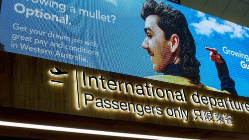 تبلیغات در فرودگاه اوکلند که کیوی را وسوسه می کند تا برای پرداخت بهتر از خندق بپرد.
